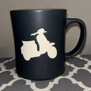 Starbucks 2011 Vespa Moped Scooter Matte Black Olive Green Mug 16 oz